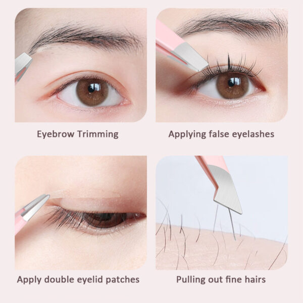 4Pcs Multicolored Eyebrow Tweezers Set - Image 2