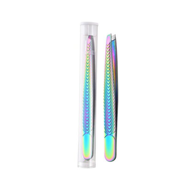 Rainbow Stainless Steel Precision Eyebrow Tweezers - Image 3