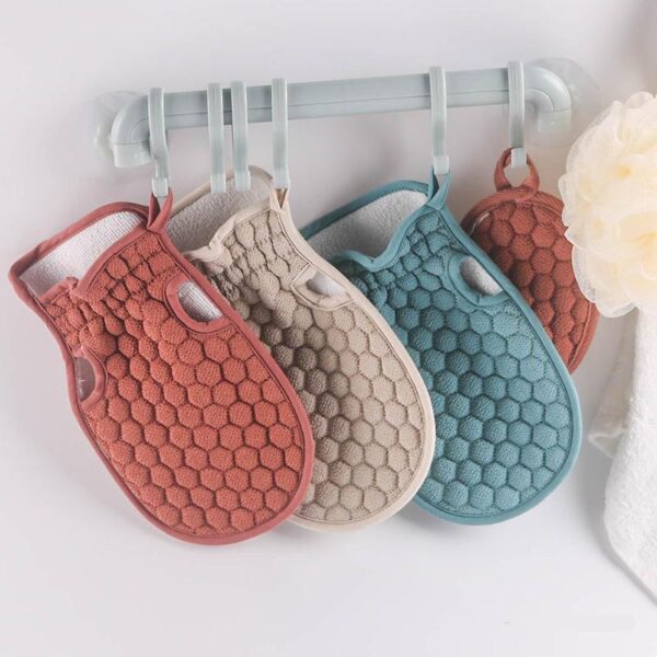 Fingerless Double-Sided Bath Towel Gloves - Image 2