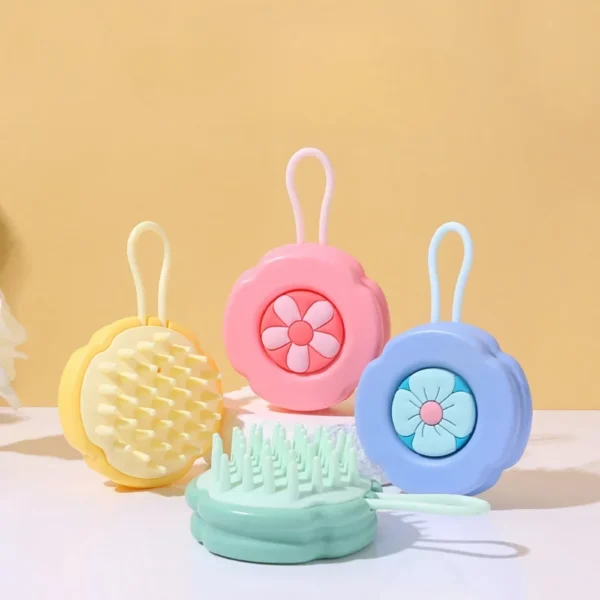 Flower Pattern Silicone Shampoo Brush for Scalp and Body Massage - Image 4