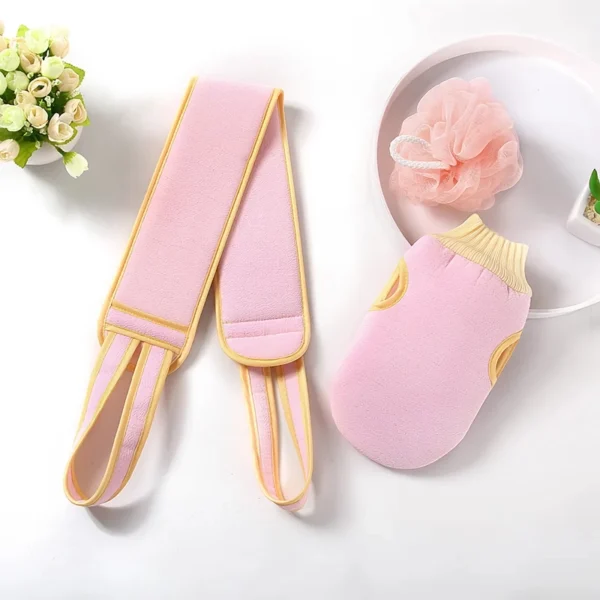 3-Piece Exfoliating Bath Set with Gloves, Brush, and Scrubber - Image 5