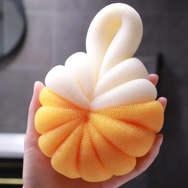 Cute Pumpkin Shaped Bath Sponge Mesh Balls - Image 3