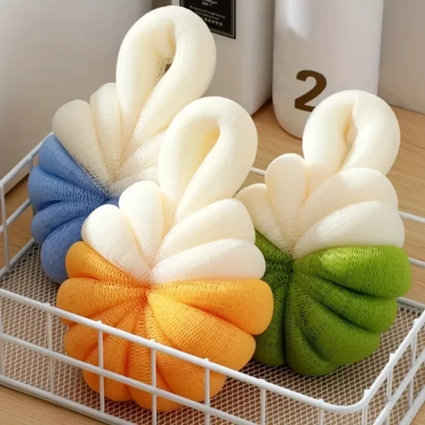 Cute Pumpkin Shaped Bath Sponge Mesh Balls - Image 4