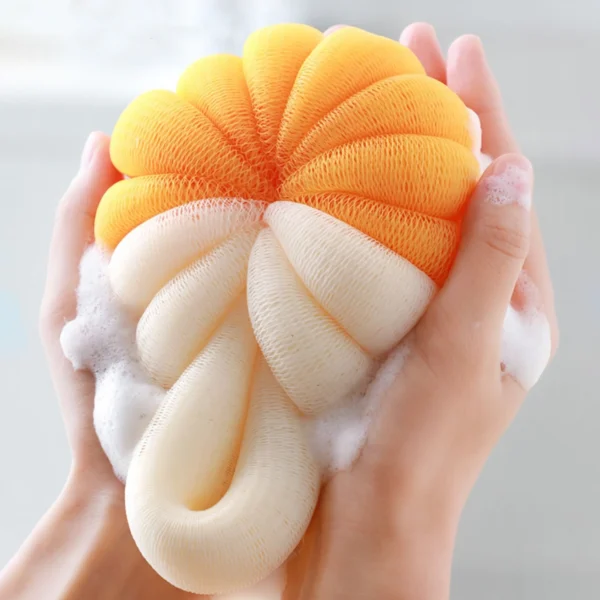 Cute Pumpkin Shaped Bath Sponge Mesh Balls - Image 2