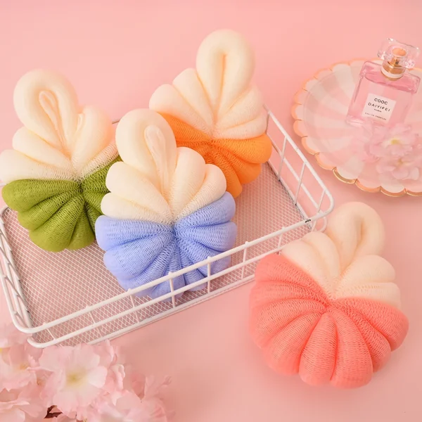 Cute Pumpkin Shaped Bath Sponge Mesh Balls - Image 6