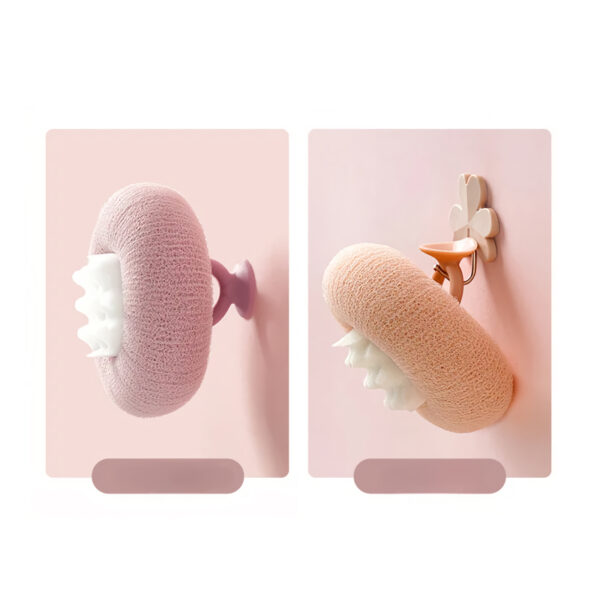 Flower Pattern Suction Cup Bath Sponge Ball Exfoliating Scrubber - Image 3