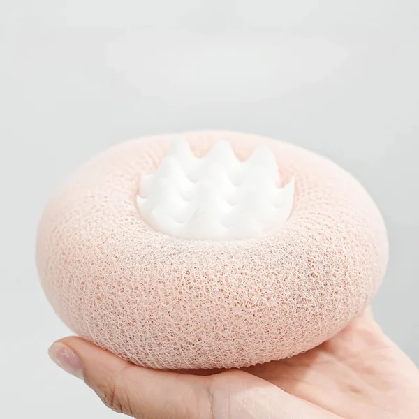Flower Pattern Suction Cup Bath Sponge Ball Exfoliating Scrubber - Image 5